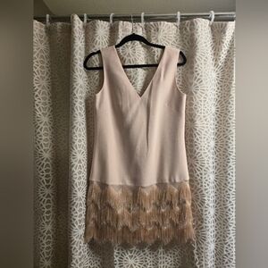 Bcbg light pink shift with fringe